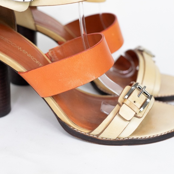 Rebecca Minkoff Orange Sandals Strappy Stacked Heels 10M - Picture 5 of 14